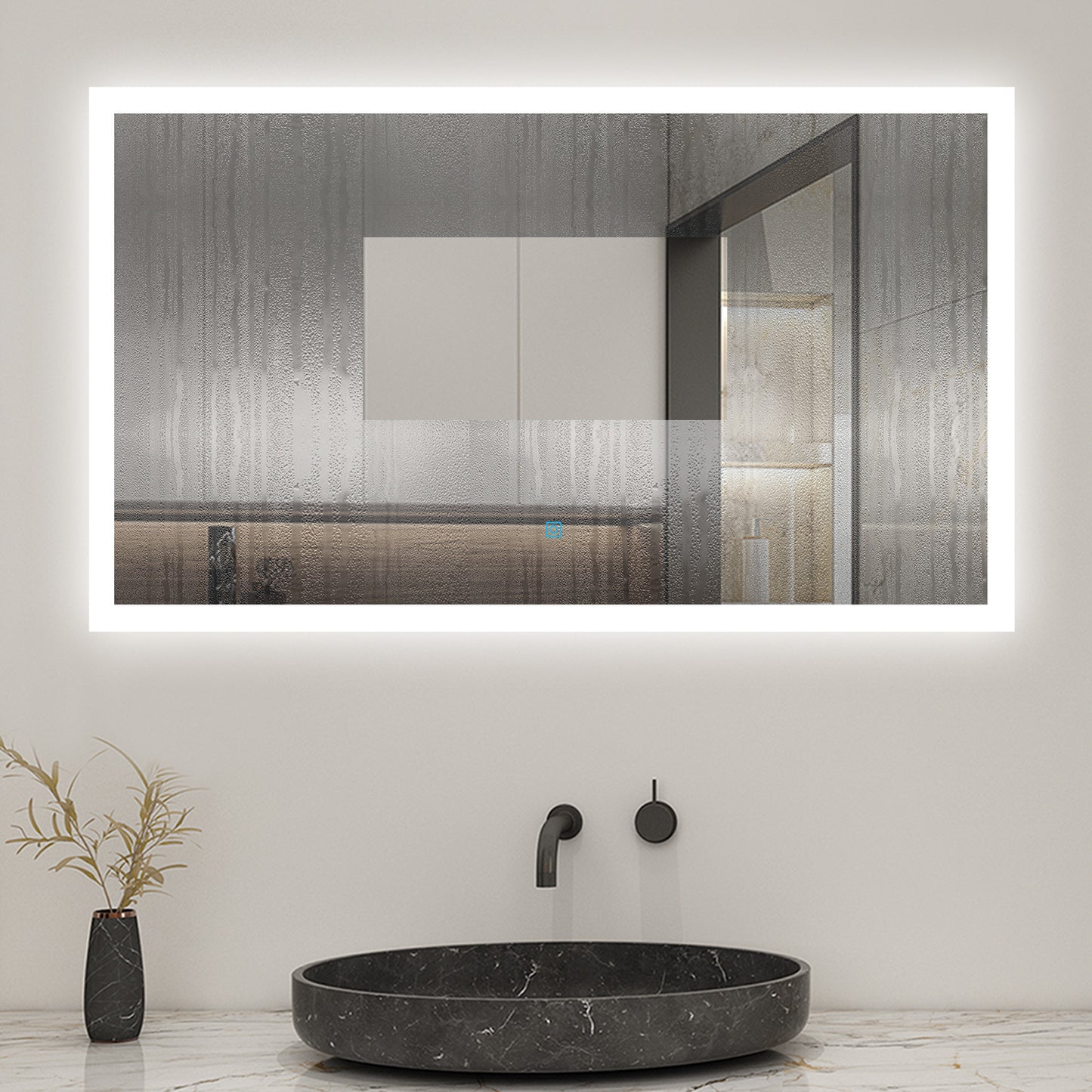 120x70cm LED Badspiegel mit Wandschalter/Touchschalter,Badspiegel mit Beleuchtung,Beschlagfrei,Badezimmerspiegel mit 3 Lichtfarbe 2700-6500K Dimmbar,IP44