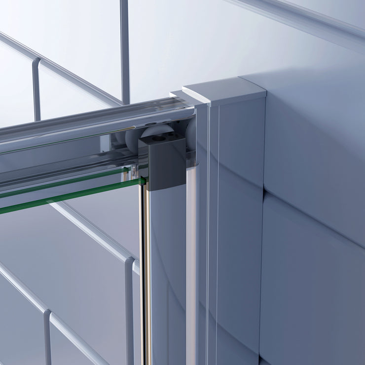 Eckdusche mit Falttür und fester Seitenwand – 185cm in Hochglanz Chrom mit 5mm ESG Klarglas