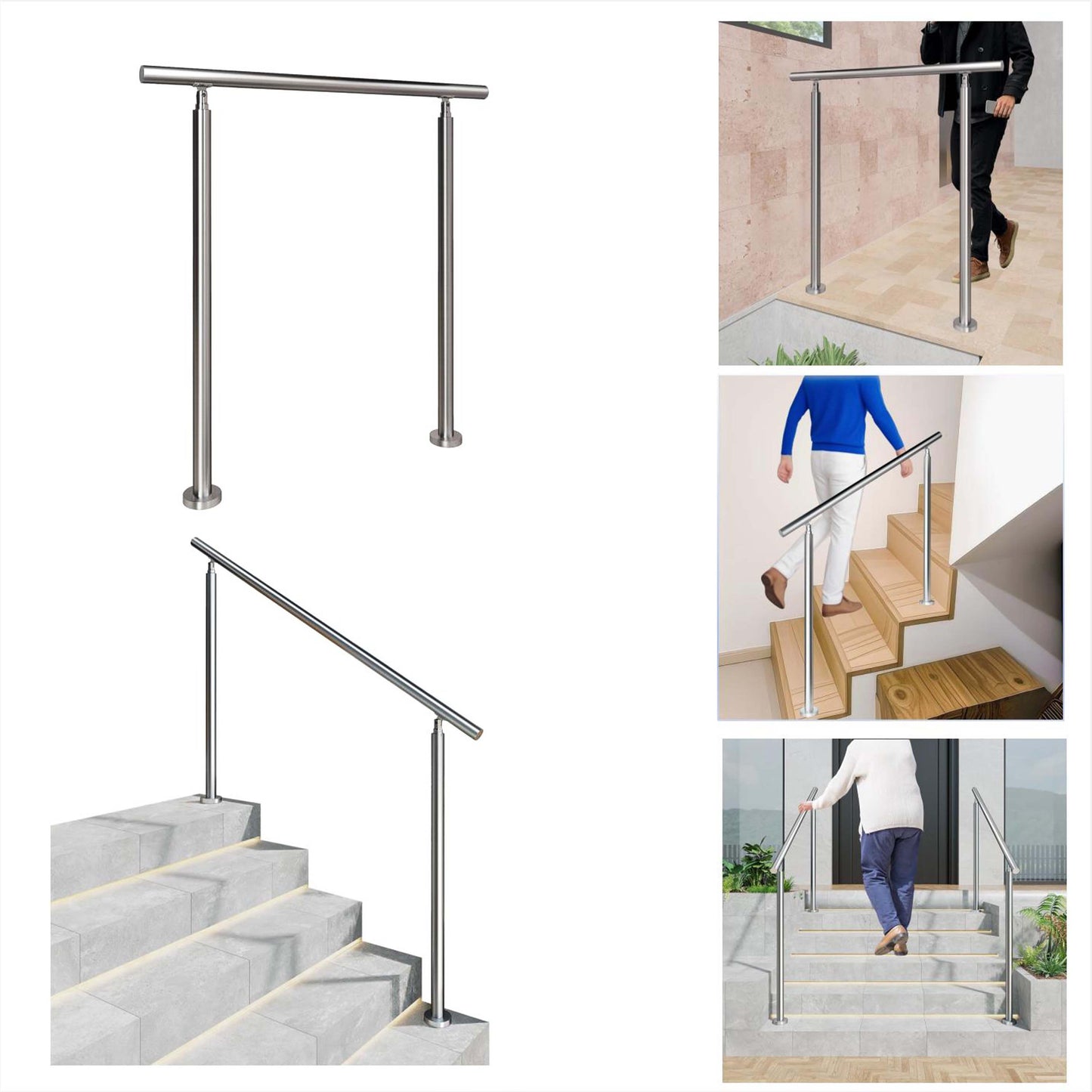 Brüstung Handläufe und Geländersysteme Geländer Treppengeländer Edelstahl Handlauf Balkongeländer Eingangsgeländer Silber