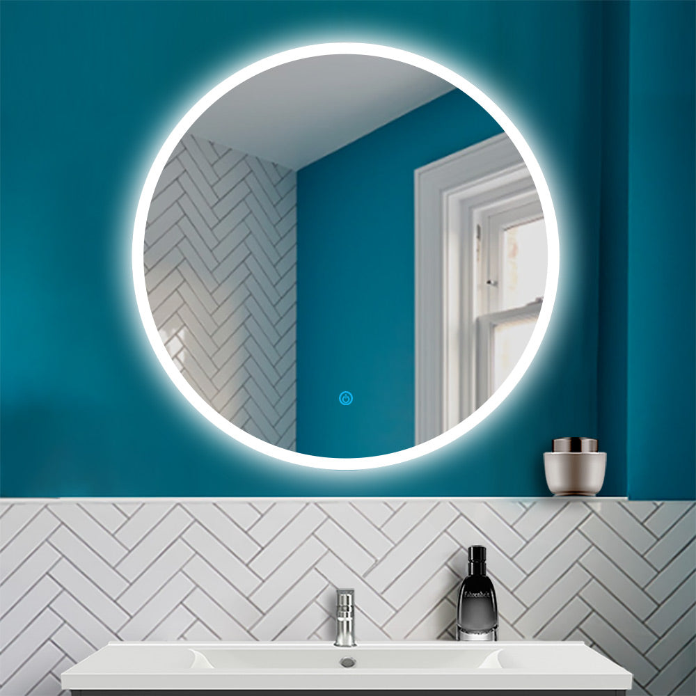 LED Badspiegel mit Beleuchtung Badezimmer Rund Spiegel Wandspiegel mit Touchschalter 50X50cm Beschlagfrei CE IP44