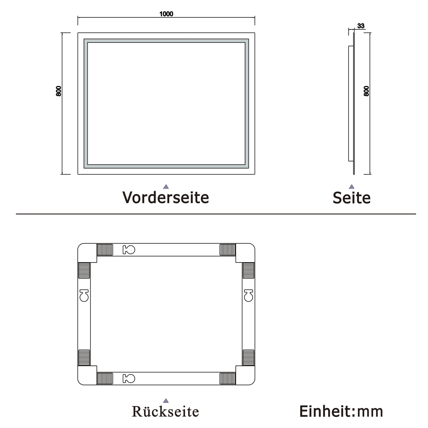Badspiegel mit Beleuchtung 100x80cm LED Wandspiegel mit Wand-Schalter Beschlagfrei Lichtspiegel Badezimmerspiegel Kaltweiß IP44