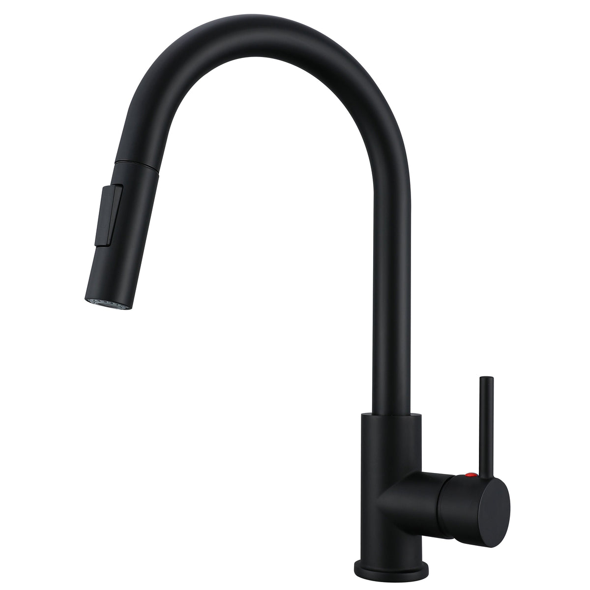 AICA Küchenarmatur mit ausziehbarer Brause & 2 Strahlarten Messingkern Wasserhahn Küche in Chrom & Schwarz Matt