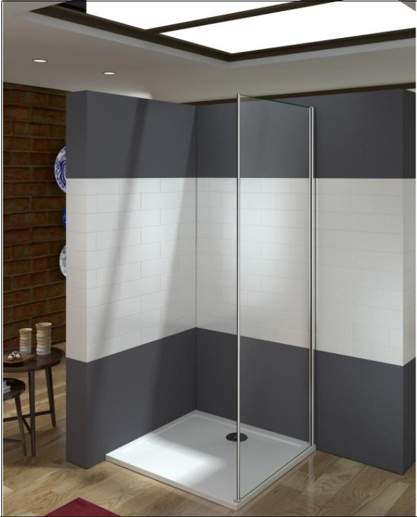 Walk In Duschwand Dusche 6mm Glas H.195 cm