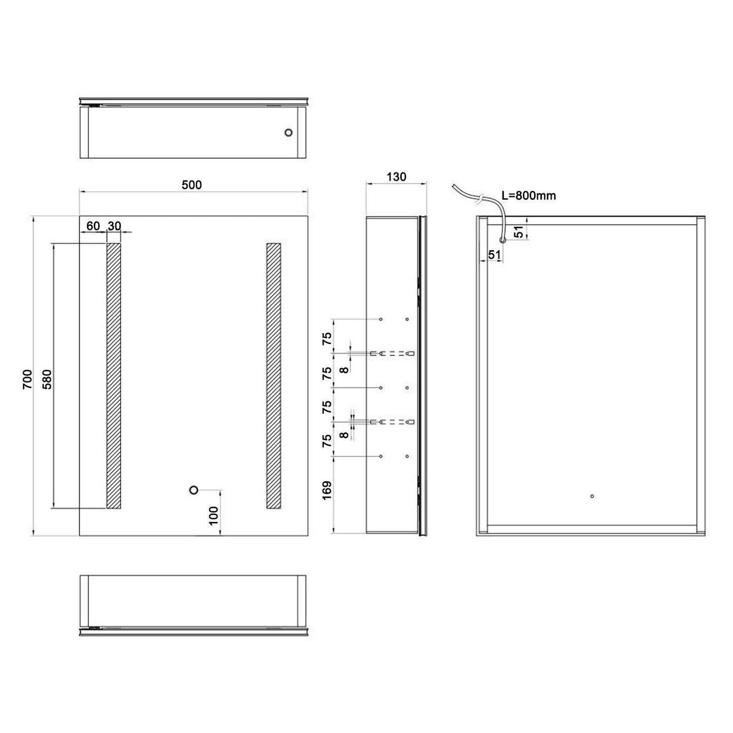 LED Spiegelschrank Badezimmerspiegel Badschrank mit Beleuchtung Steckdose 50x70 cm