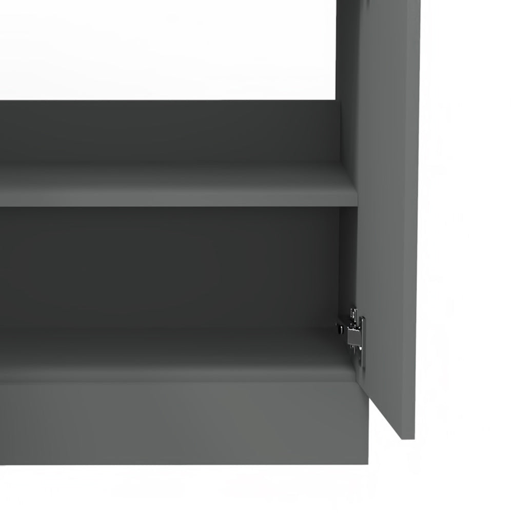 Badmöbel Set 50 cm Anthrazit Waschbecken mit Unterschrank Waschtisch Keramikbecken Freistehend
