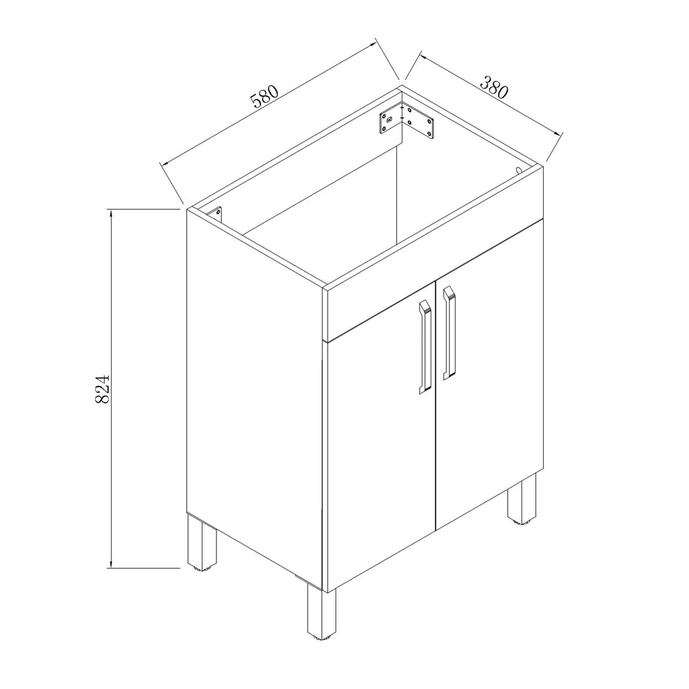 Badmöbel Set 60 cm Weiß/Walnuss Waschbecken mit Unterschrank freistehend Waschtisch Keramikbecken Weiß/Walnuss