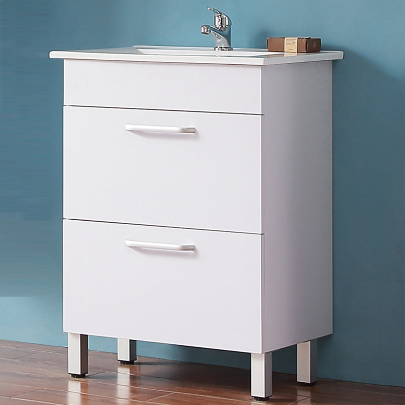 Badmöbel Set 60 cm Weiß/Walnuss Waschbecken mit Unterschrank Waschtisch Keramikbecken
