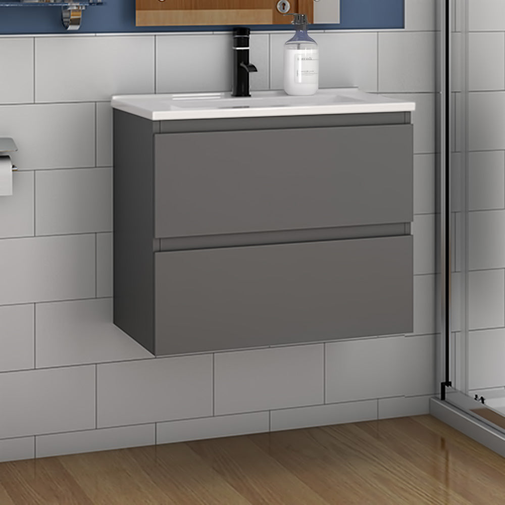 Badmöbel Set CARMEN 60 cm Anthrazit Waschbecken mit Unterschrank Waschtisch Keramikbecken