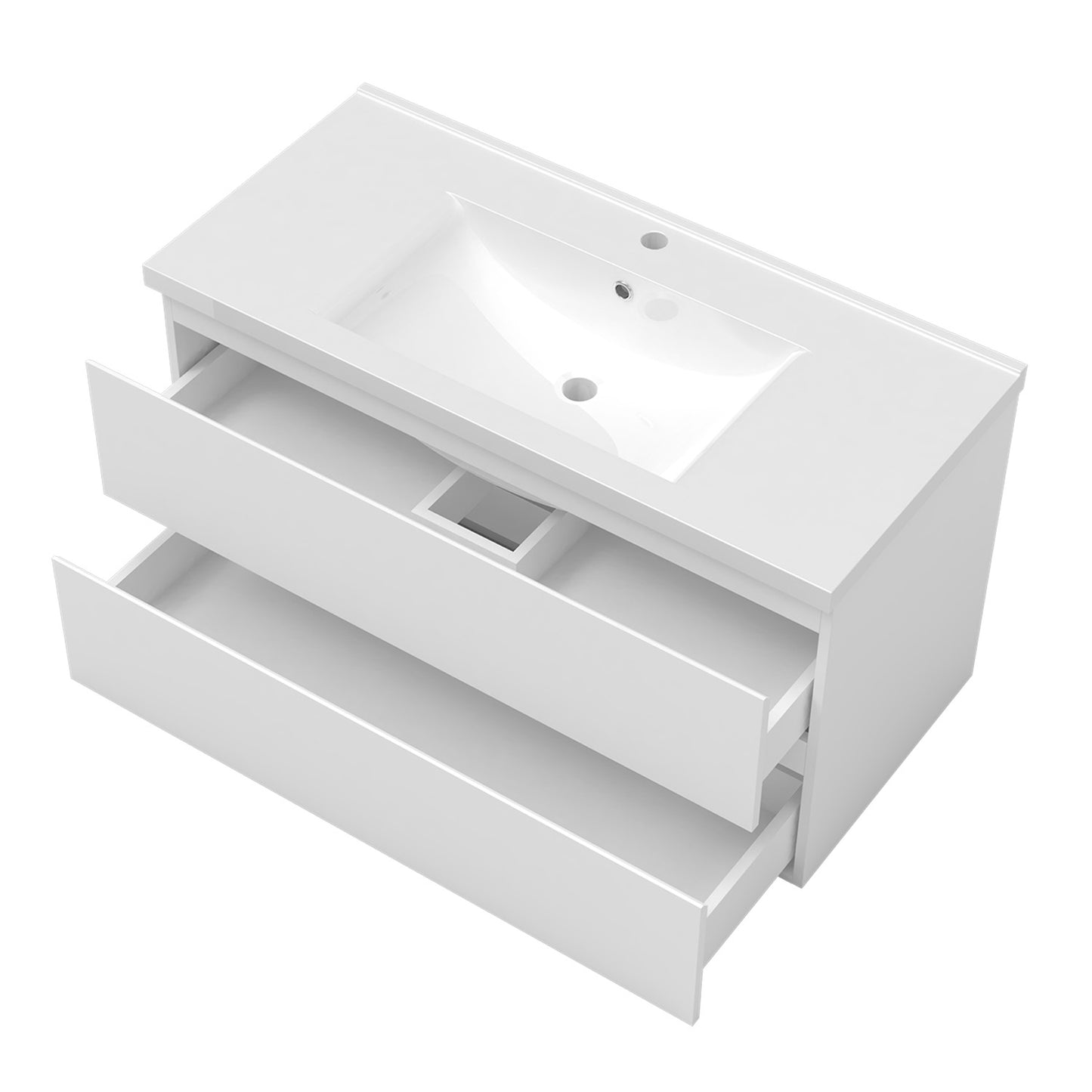 Badmöbel Set 100cm Badezimmer Waschtisch mit Unterschrank Weiß/Anthrazit/Eiche