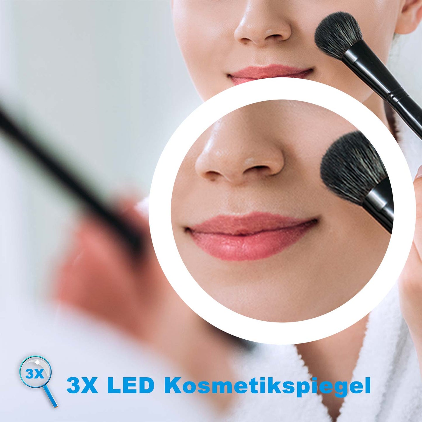 LED Badspiegel 80 -160 cm 3 Lichtfarbe 2700-6500K Wandspiegel mit Uhr, Touch, Beschlagfrei,3-Fach Vergrößerung Schminkspiegel IP44 Kalt/Neutral/Warmweiß energiesparend