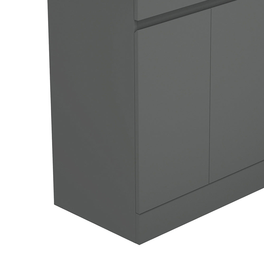Badmöbel Set 60 cm Anthrazit Waschbecken mit Unterschrank Waschtisch Keramikbecken Freistehend
