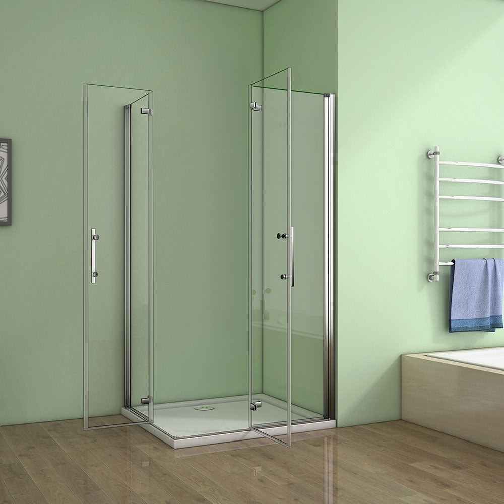90x90 80x80 Eckeinstieg Falttür Eckdusche Duschkabine Drehfalttür Glas