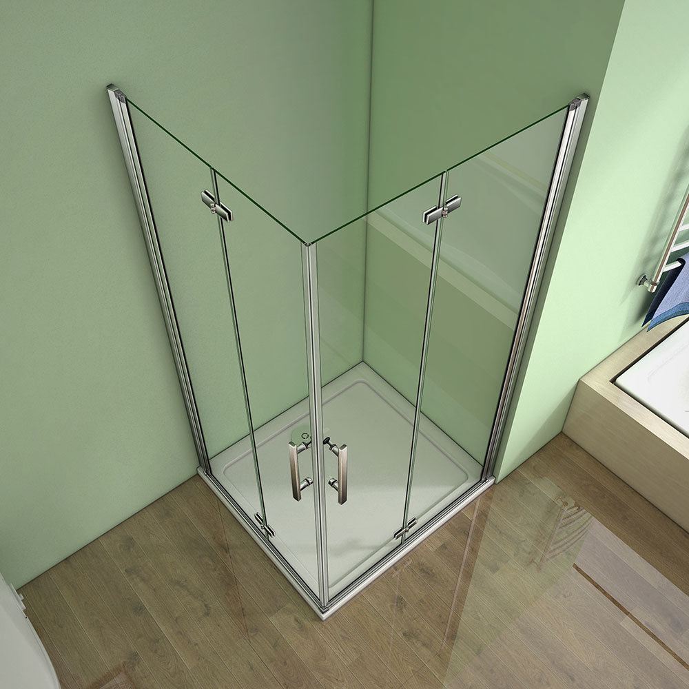 90x90 80x80 Eckeinstieg Falttür Eckdusche Duschkabine Drehfalttür Glas