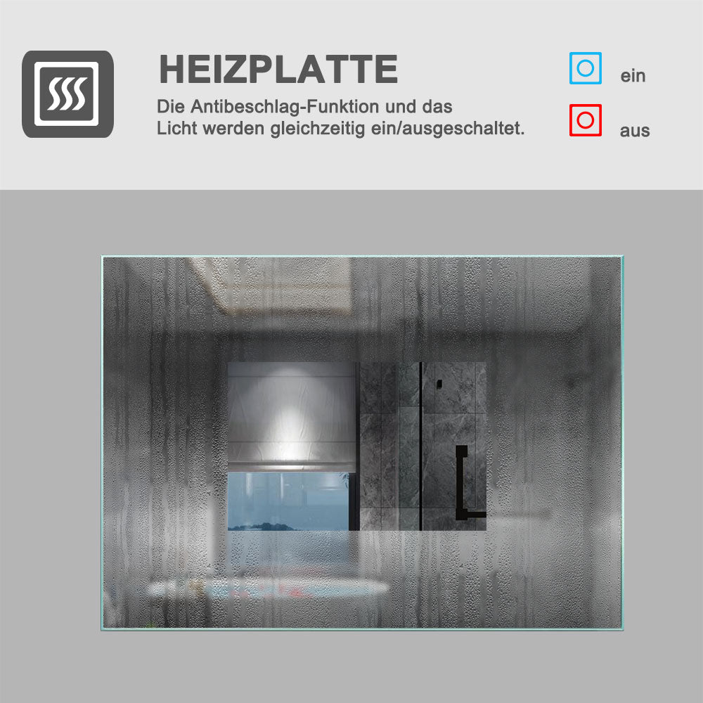45×60 50×70 cm LED Badspiegel Wandspiegel mit Beleuchtung Touch Beschlagfrei Kaltweiß