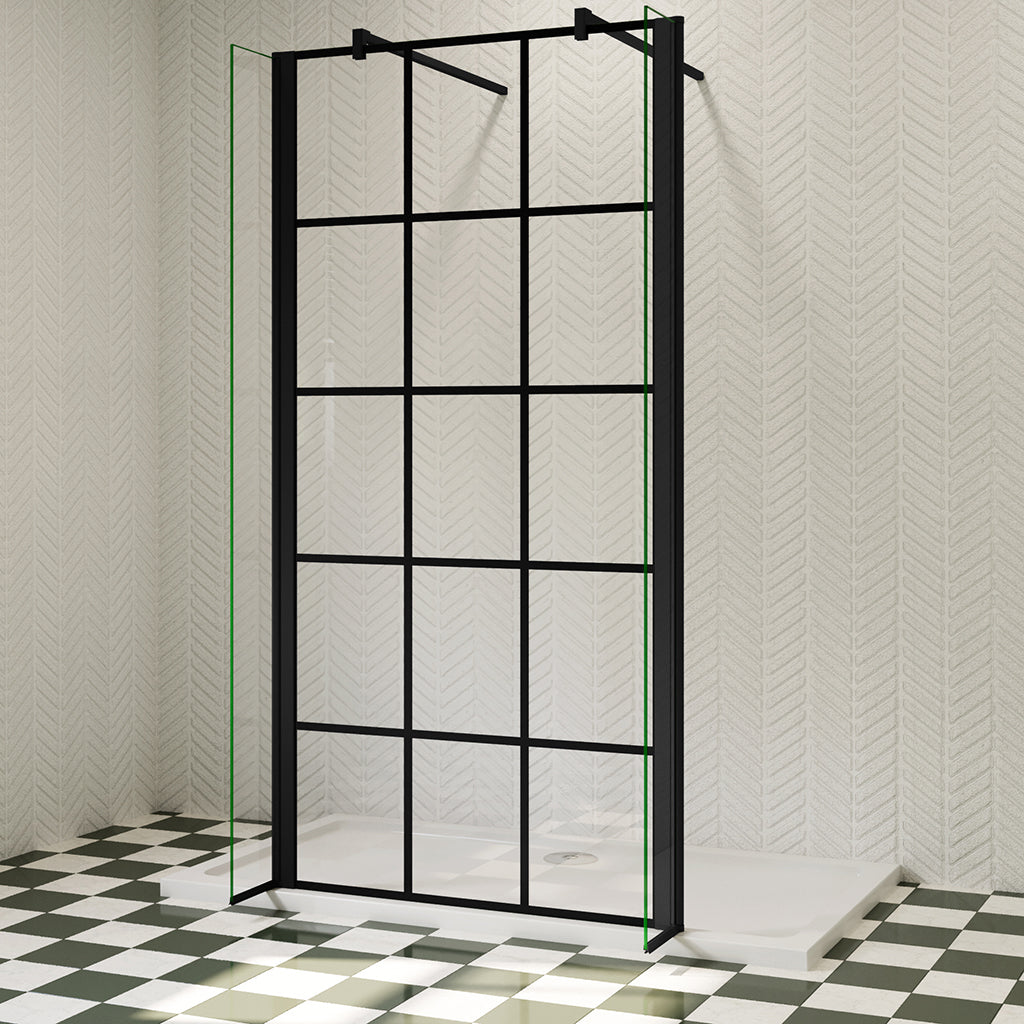 Duschabtrennung Begehbare Duschwand Dusche 100 cm 8mm NANO Glas H.200 cm Industrial Look