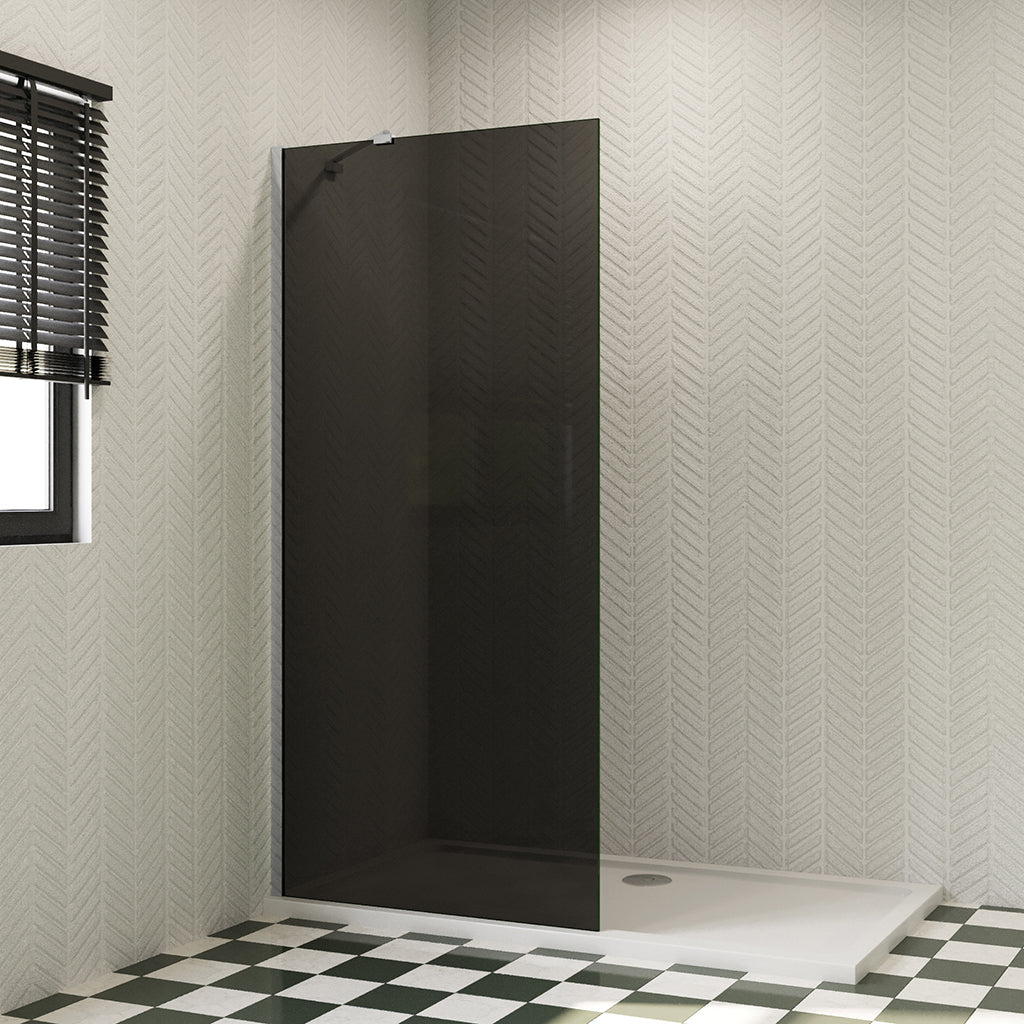 freistehende Glaswand Duschabtrennung 140 cm 8mm Glas H.200 cm mit Glasschutzfolie