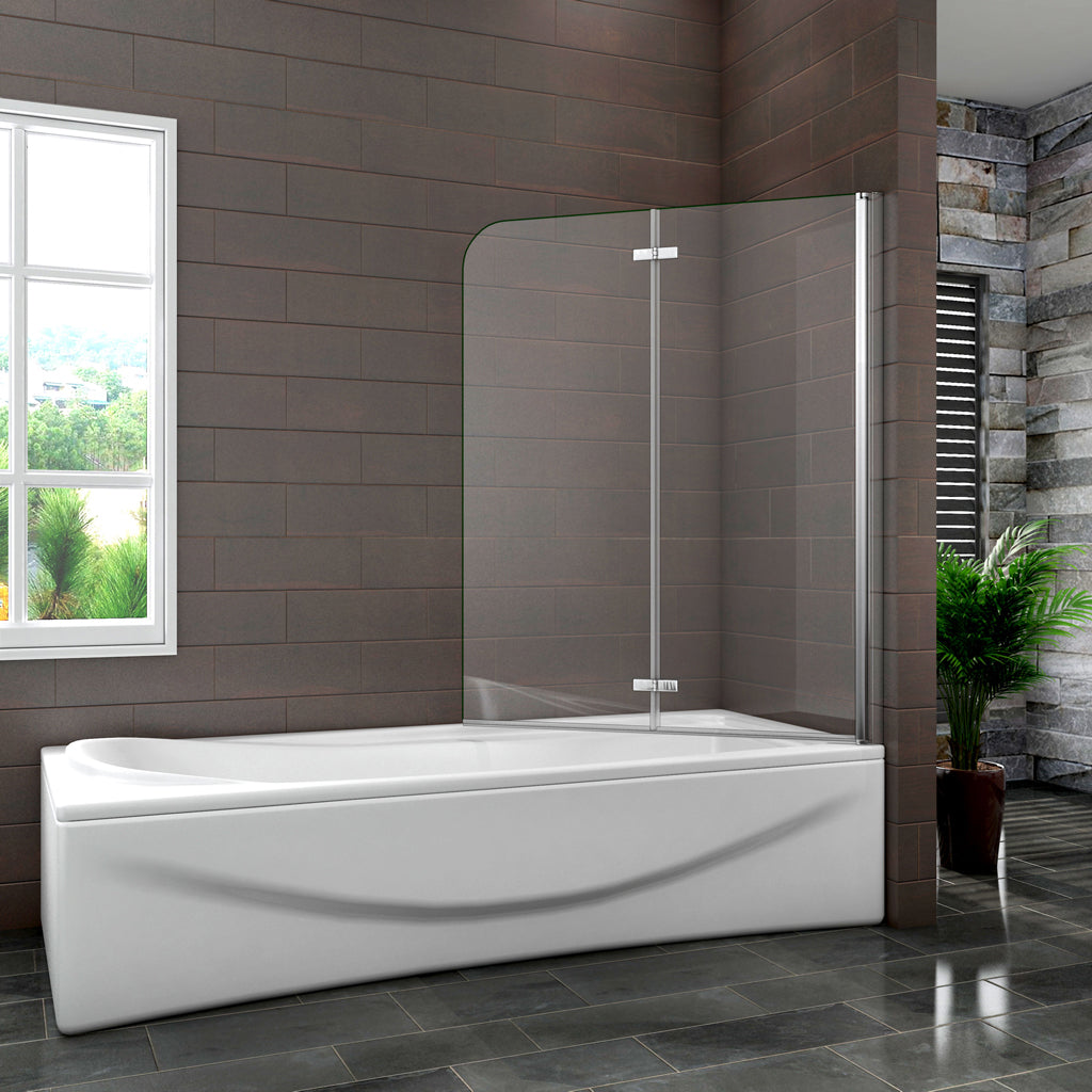 Badewannenaufsatz 100 cm H.140 cm Falttür Badewannenfaltwand 6mm NANO Glas