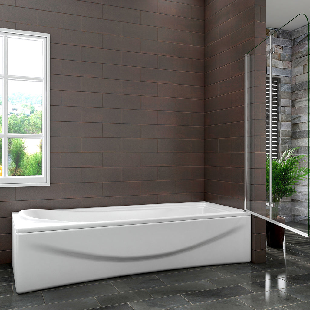 Badewannenaufsatz 100 cm Falttür 6mm NANO Glas Aica