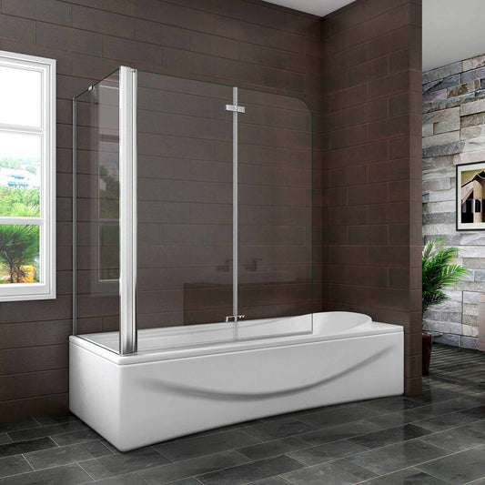 Badewannenaufsatz 100x75 cm 6mm NANO Glas Falttür Badewannenfaltwand Stützstange