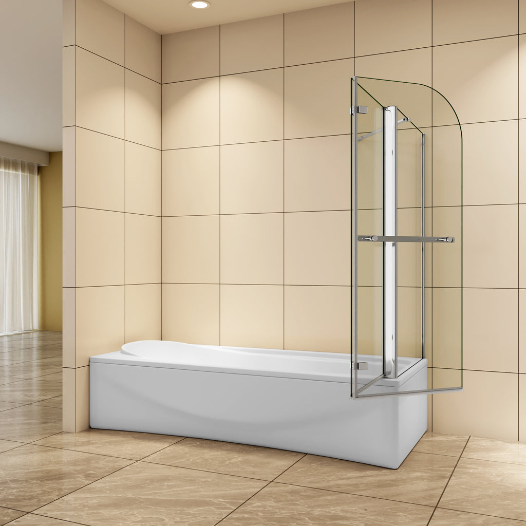 Badewannenaufsatz 100x80 x H.140 cm Falttür Badewannenfaltwand 6mm NANO Glas