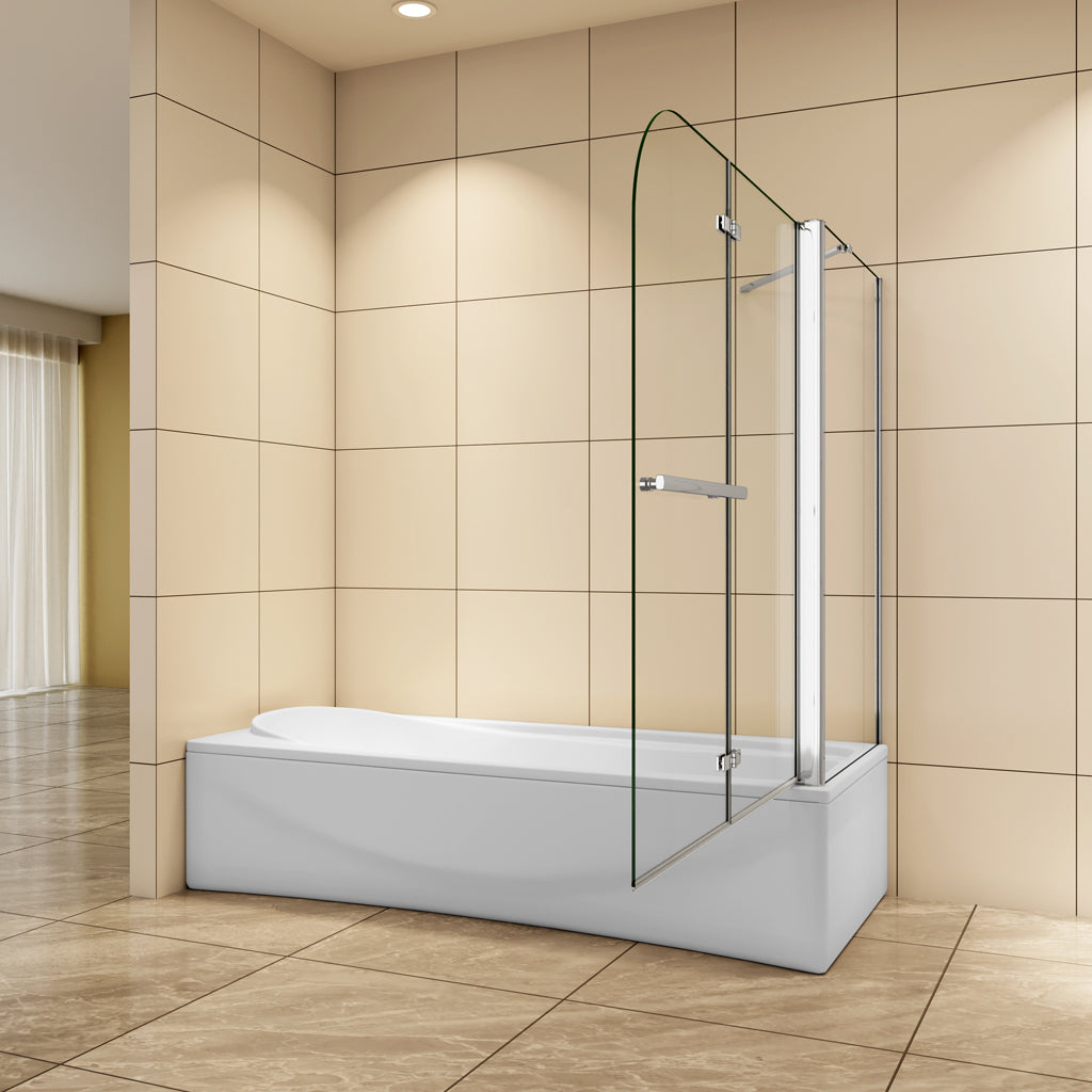 100x80 cm H.140 cm Falttür 6mm NANO Glas Badewannenfaltwand Badewannenaufsatz