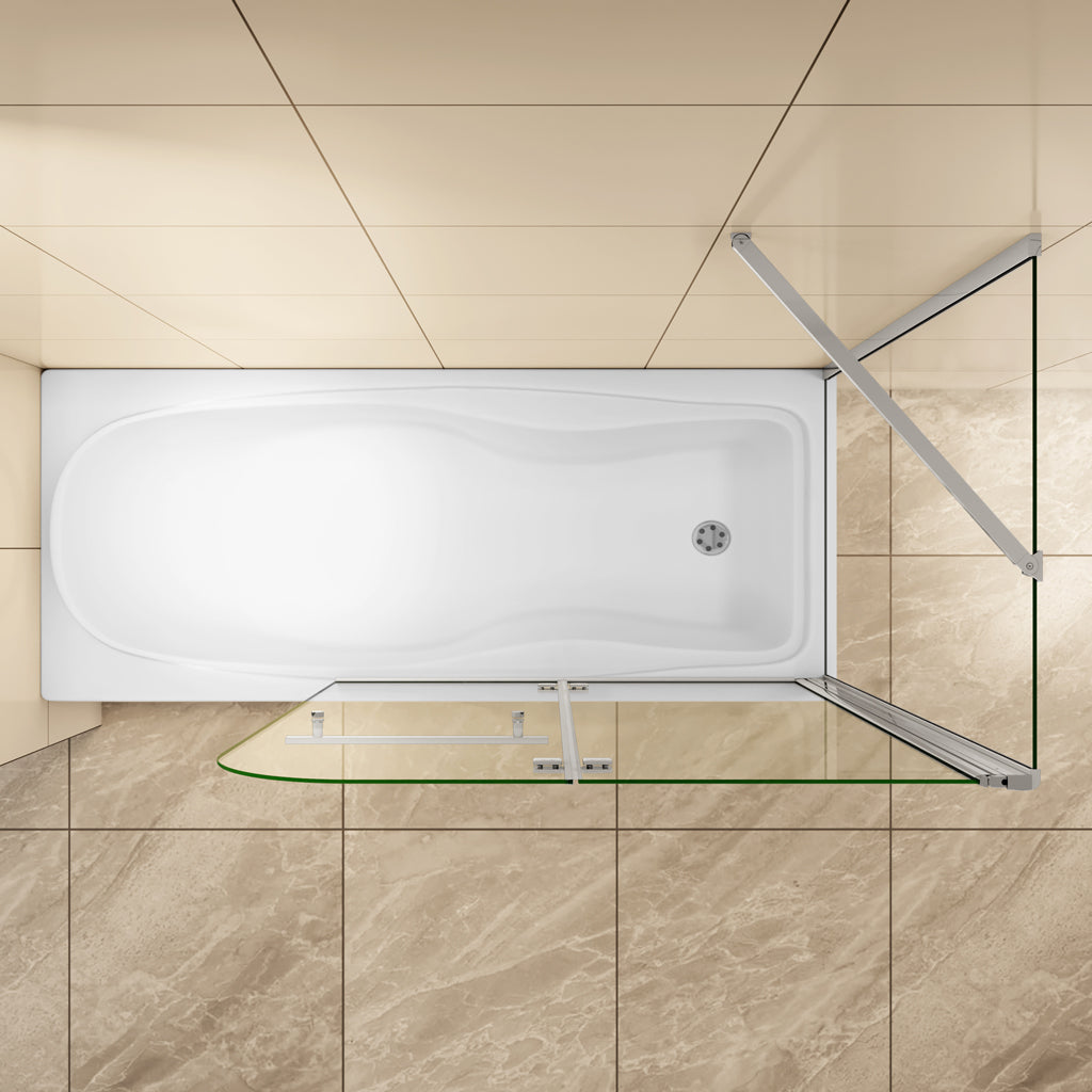 Badewannenaufsatz 100x80 cm Falttür Stützstange 6mm NANO Glas Aica
