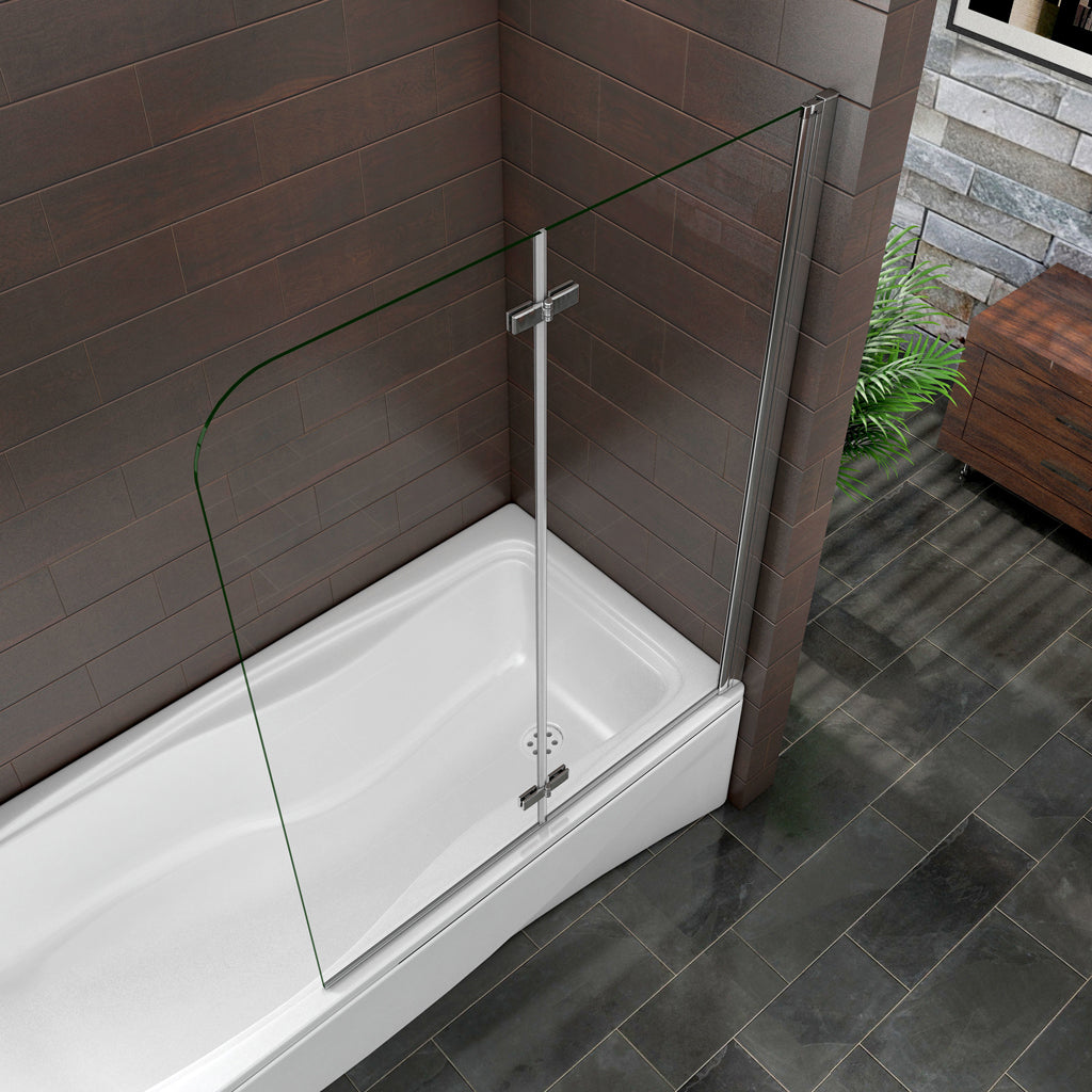 Badewannenfaltwand 110 cm Badewannenaufsatz Falttür Aica Glas