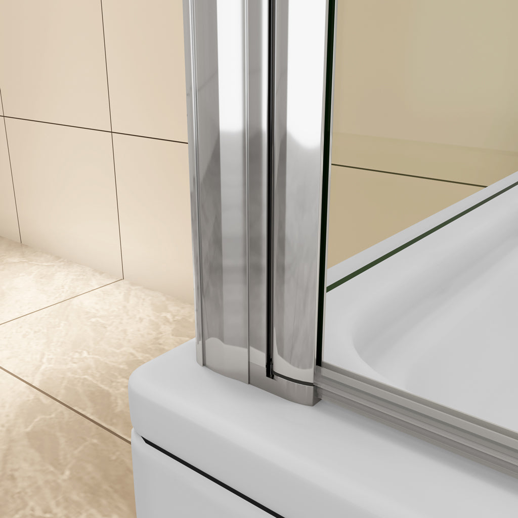 Badewannenfaltwand 120x70 cm Badewannenaufsatz Falttür Stützstange Glas