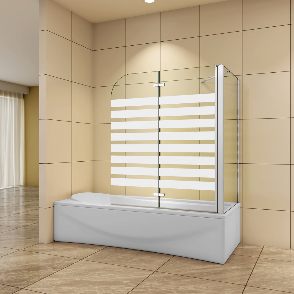 Aica Badewannenaufsatz 120x75 cm 6mm NANO Glas Badewannenfaltwand Stützstange