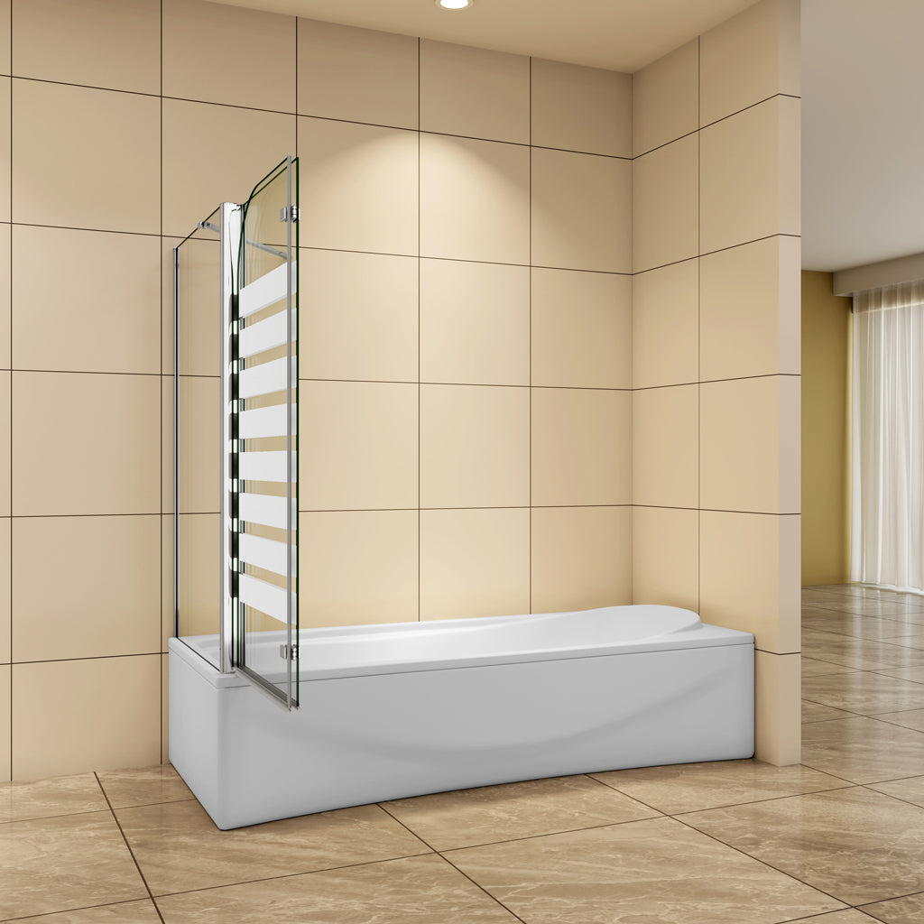 Badewannenaufsatz 120x80 x H.140 cm Falttür Badewannenfaltwand 6mm NANO Glas