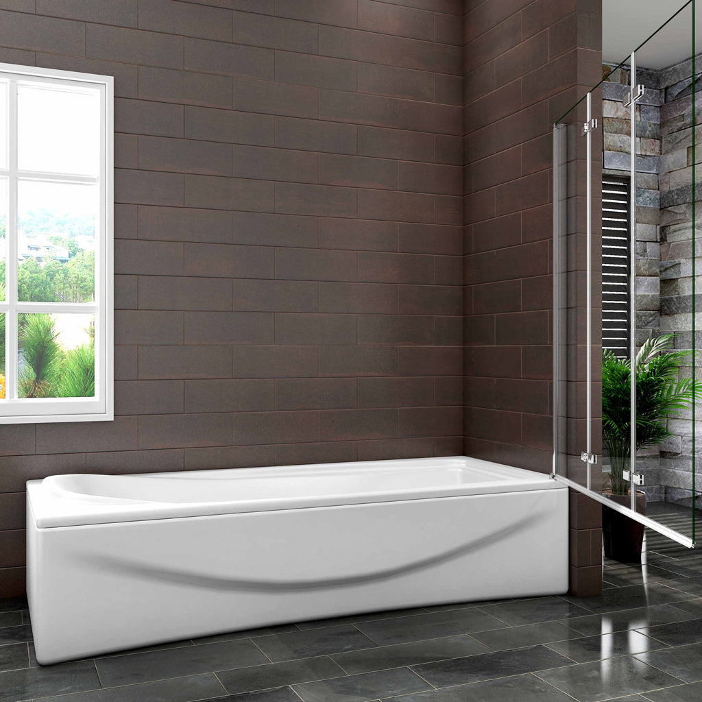 Badewannenaufsatz 130 cm H.140 cm Falttür Badewannenfaltwand 6mm NANO Glas