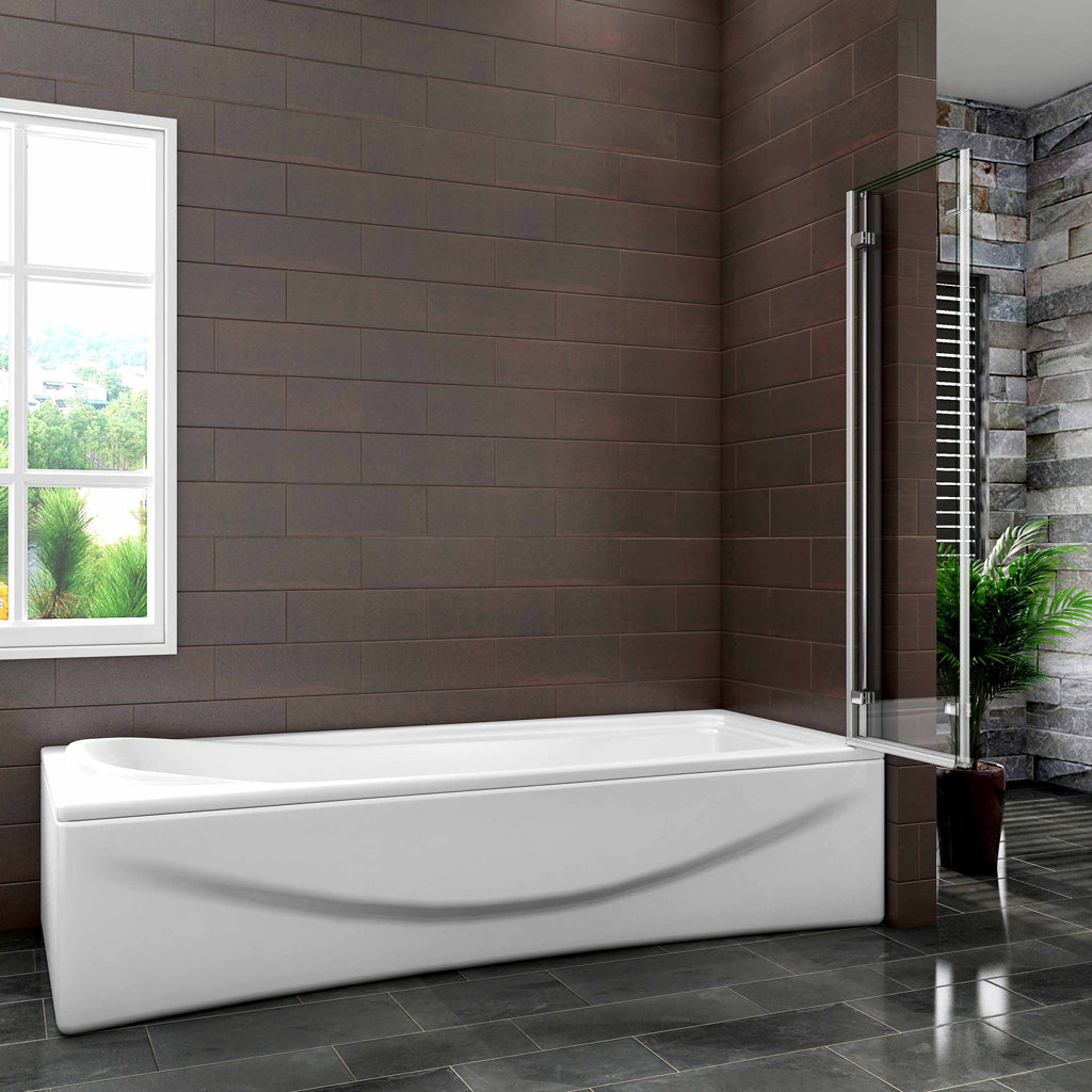 130 cm H.140 cm Falttür 6mm NANO Glas Badewannenfaltwand Badewannenaufsatz