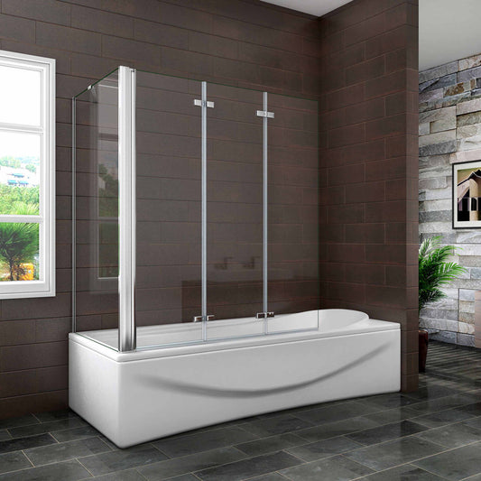 Aica Badewannenaufsatz 130x75 cm 6mm NANO Glas Falttür Badewannenfaltwand Stützstange