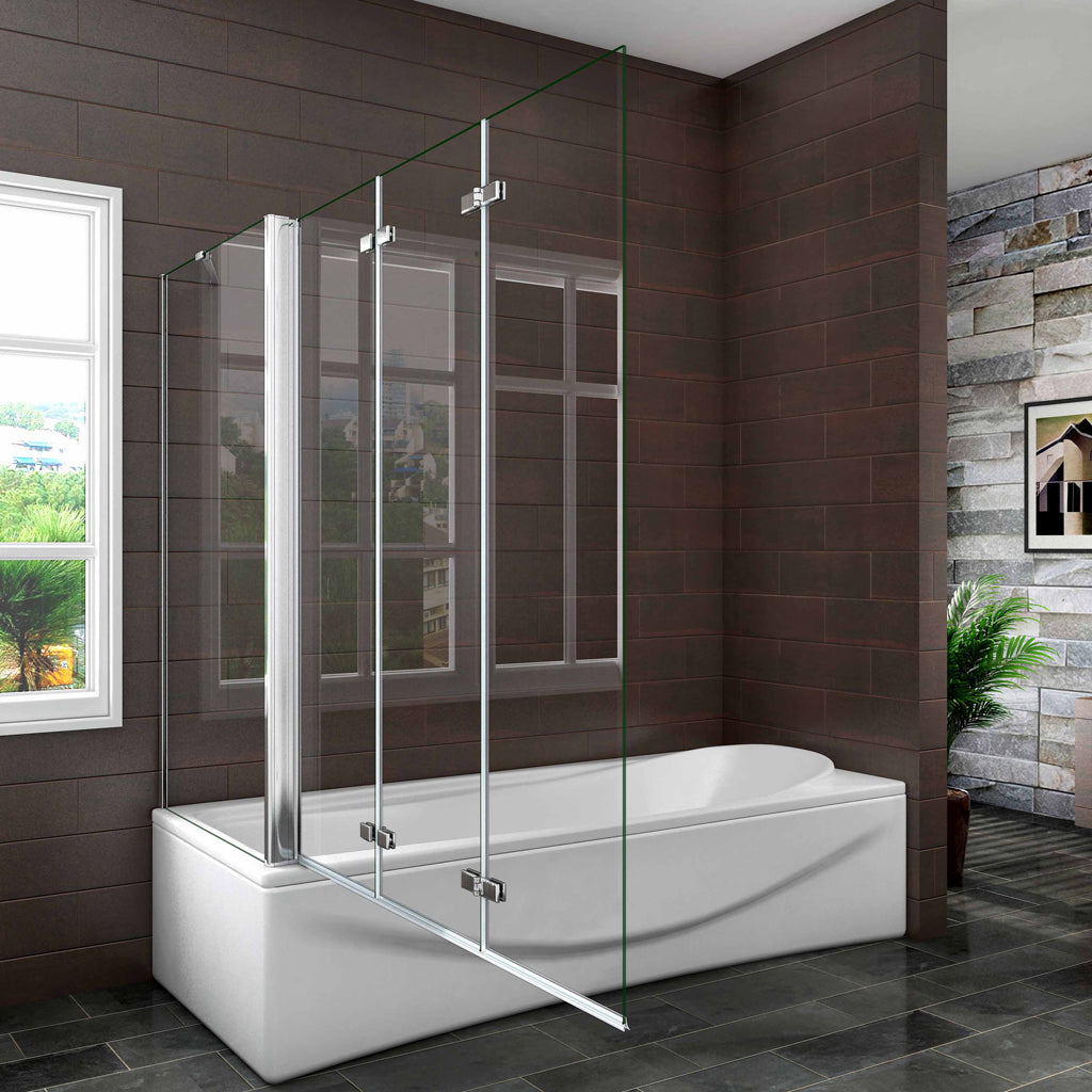 130x75 cm H.140 cm Falttür 6mm NANO Glas Badewannenfaltwand Badewannenaufsatz