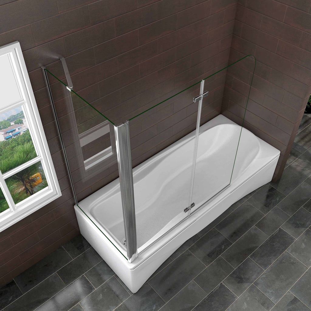 Badewannenaufsatz 90x70 cm Falttür Stützstange 6mm NANO Glas