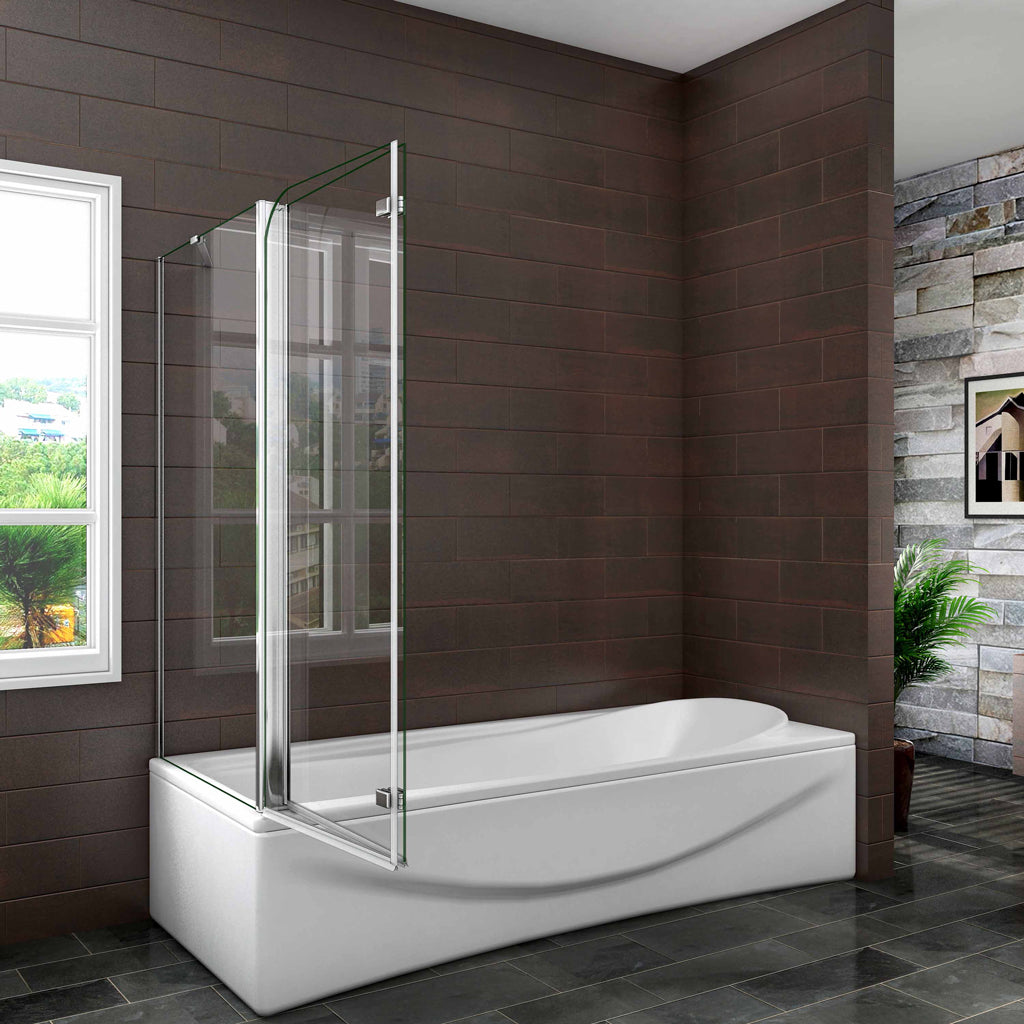 Badewannenfaltwand 90x80 cm Badewannenaufsatz Falttür Stützstange Aica