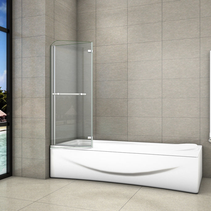 Badewannenaufsatz 95 cm H.140 cm Falttür Badewannenfaltwand 6mm NANO Glas