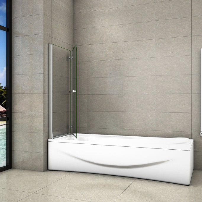 95 cm H.140 cm Falttür 6mm NANO Glas Badewannenfaltwand Badewannenaufsatz