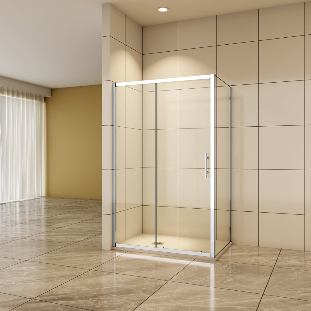 100x76 cm H.190 cm Schiebetür Duschabtrennung 5mm Glas Duschtür+Seitenwand