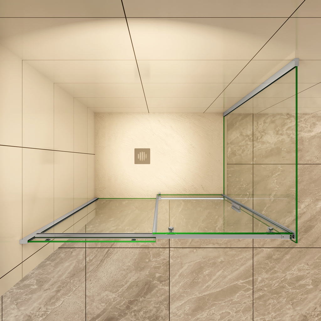 Duschkabine Duschtür+Seitenwand 110x70 cm Schiebetür Dusche 6mm Glas Aica