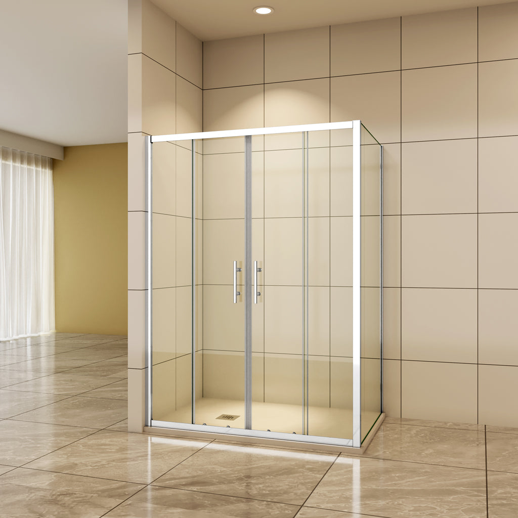 Aica Duschtür+Seitenwand 120x70 cm Duschwand 5mm Glas Schiebetür Duschabtrennung