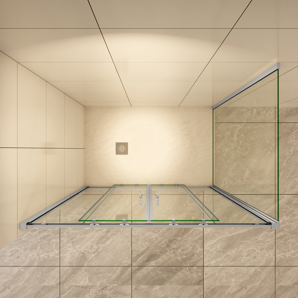 Duschtür+Seitenwand 120x70 cm H.190 cm Schiebetür 5mm Glas Duschkabine Duschwand