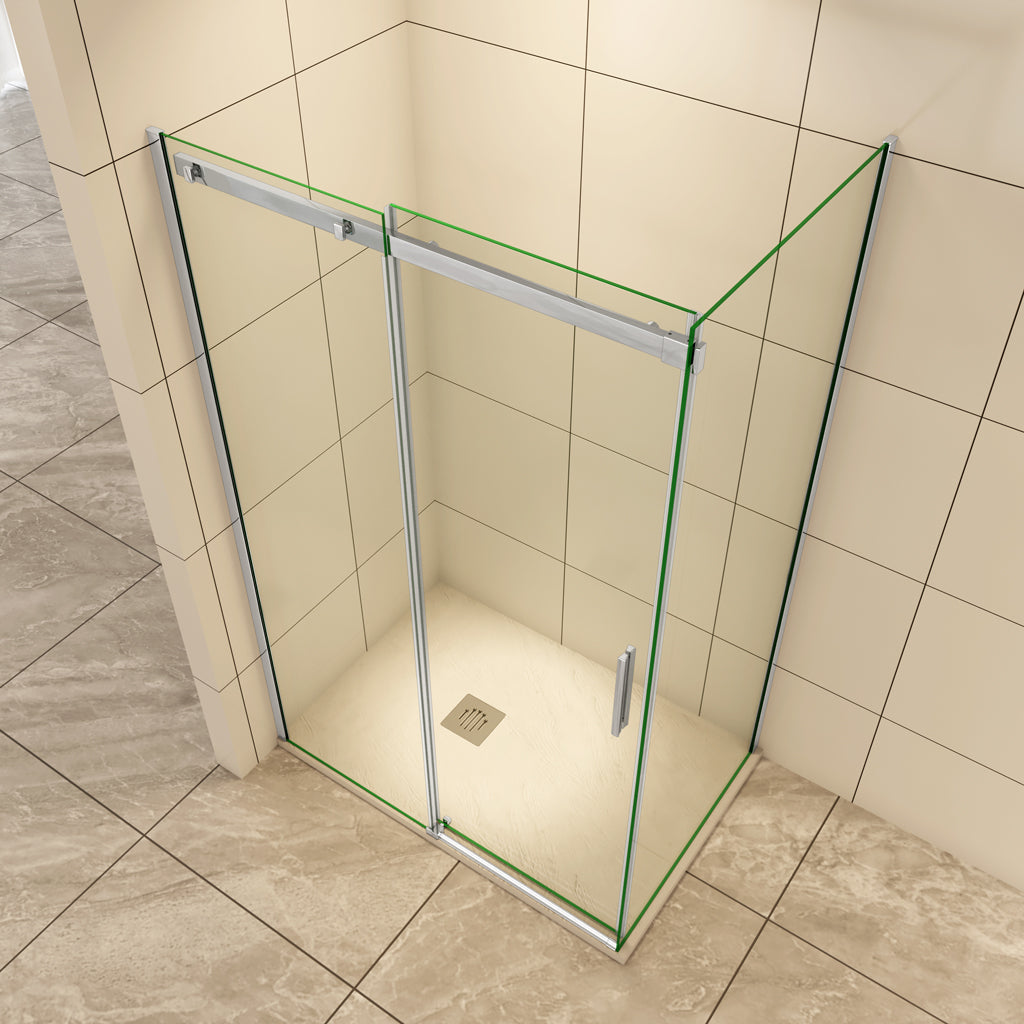 120x90 x H.195 cm Schiebetür Duschabtrennung 6mm Glas Aica Duschtür+Seitenwand