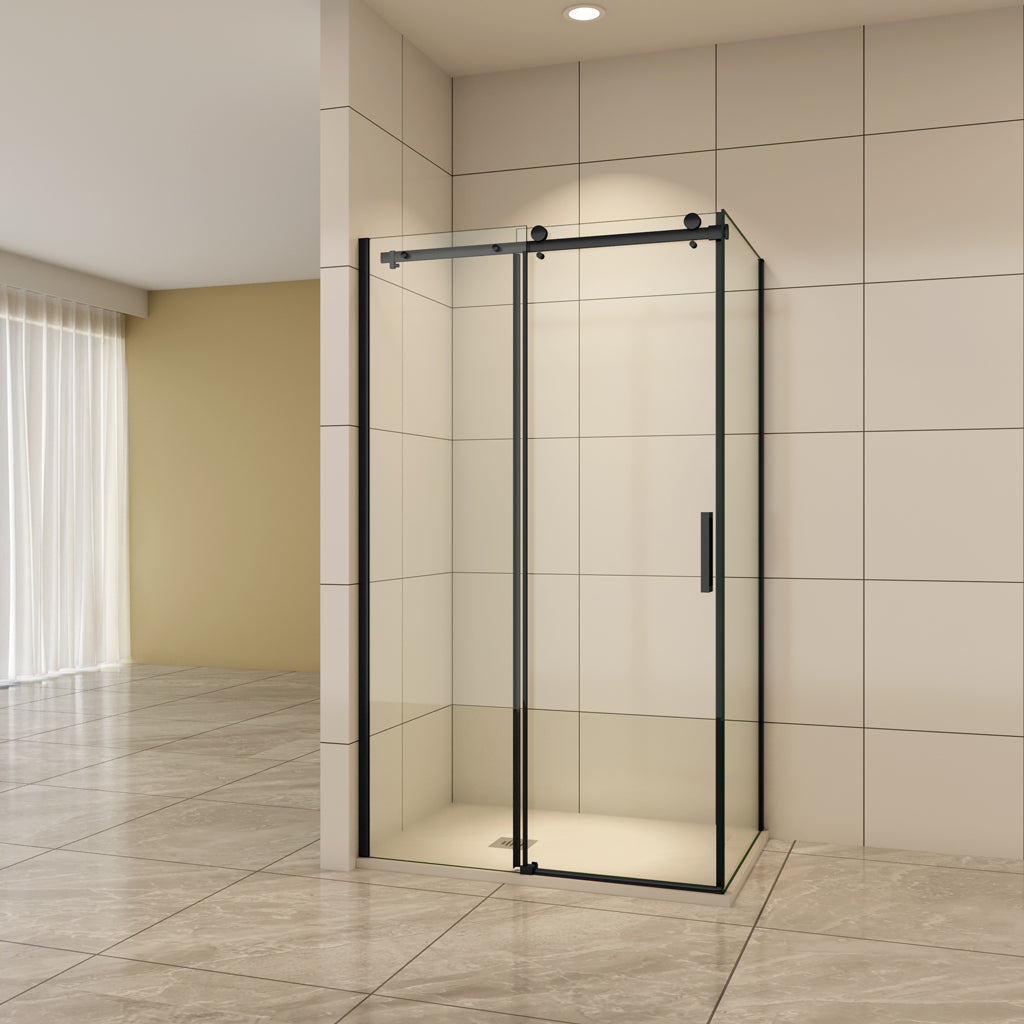 Aica Duschtür+Seitenwand 140x80 cm Duschwand 8mm NANO Glas Schiebetür Duschabtrennung