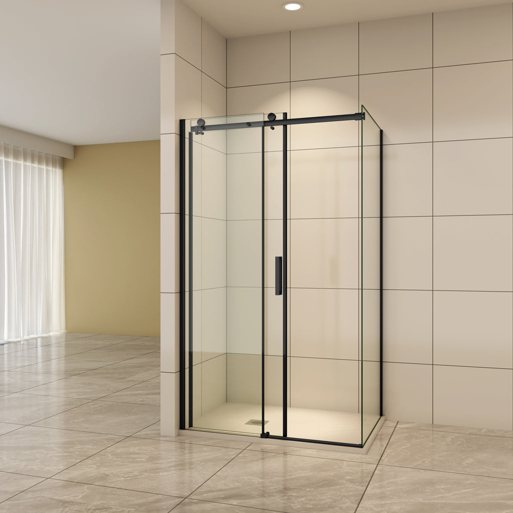 140x80 cm H.200 cm Schiebetür Duschabtrennung 8mm NANO Glas Duschtür+Seitenwand