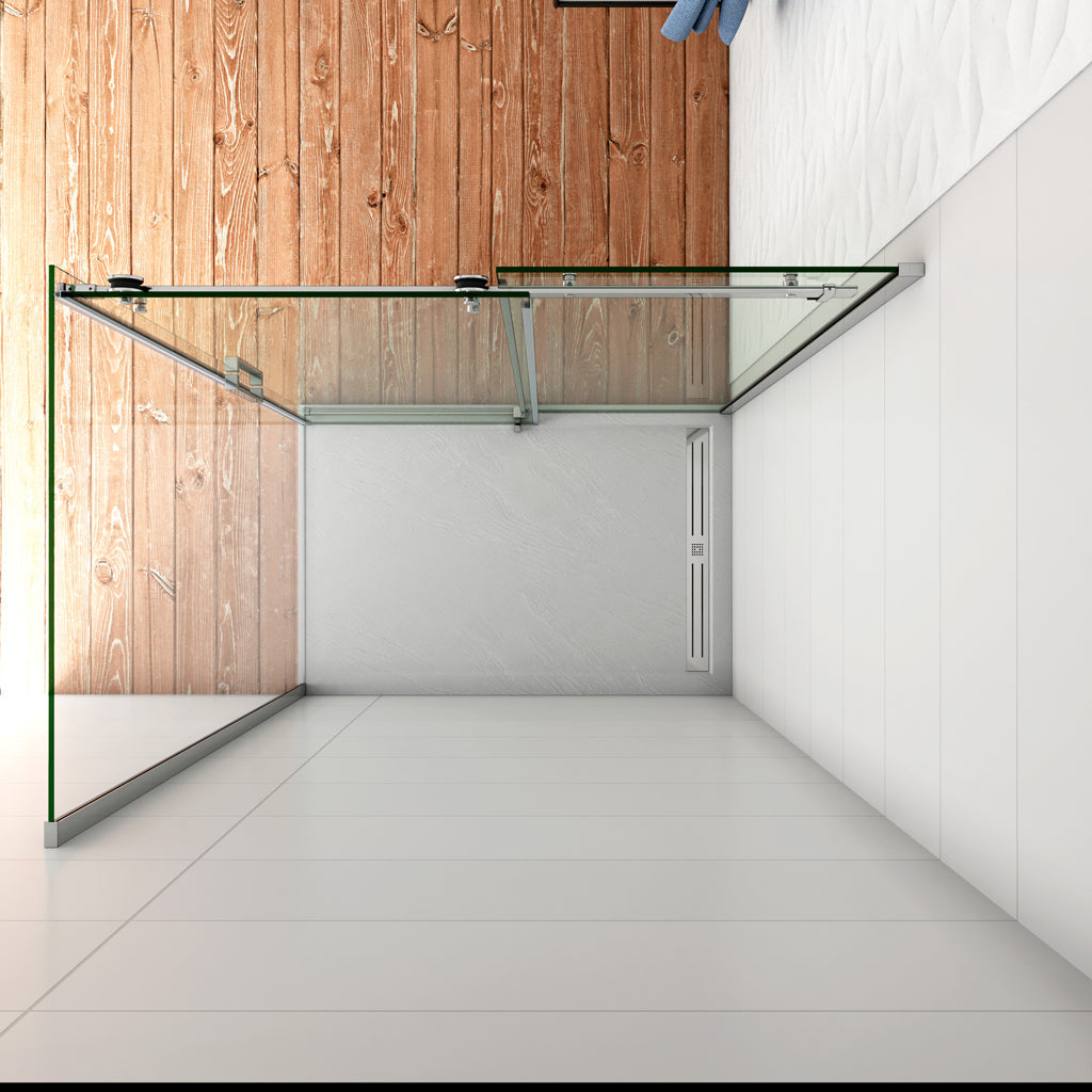 Duschkabine Duschtür+Seitenwand 145x80 cm Schiebetür Dusche 8mm NANO Glas