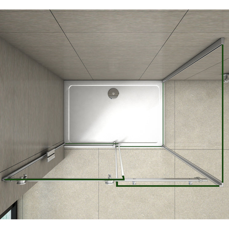 Duschtür+Seitenwand 155x80 cm H.195 cm Schiebetür 6mm Glas Duschkabine Duschwand