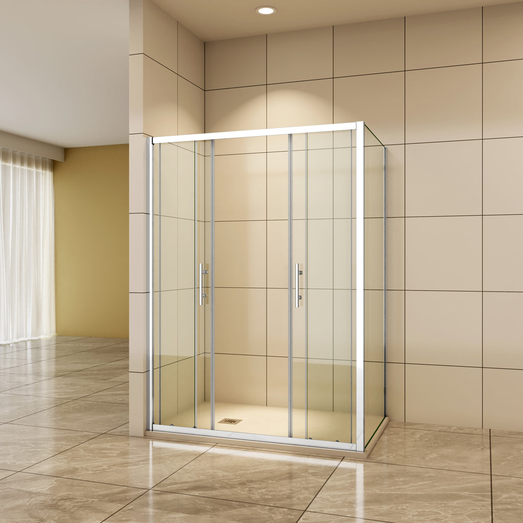 160x90 cm H.190 cm Schiebetür Duschabtrennung 5mm Glas Duschtür+Seitenwand