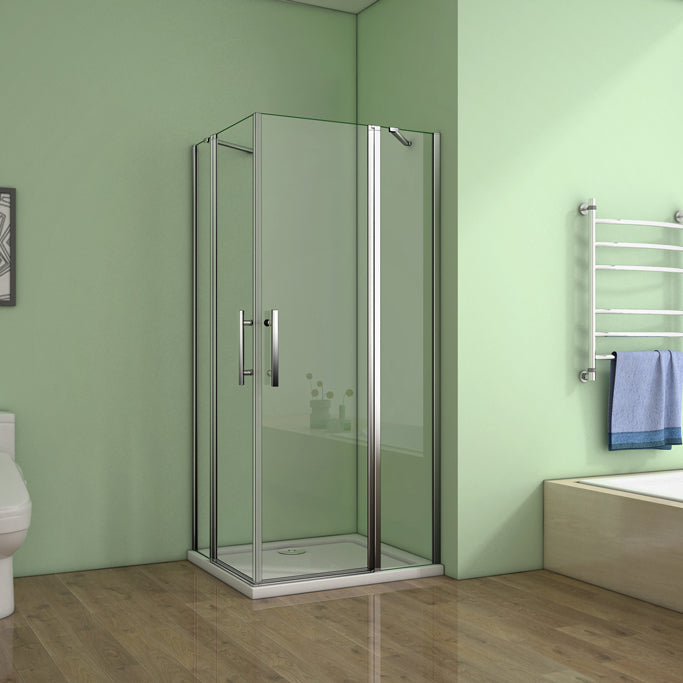 Aica Eckeinstieg 100x100 cm 6mm NANO Glas Drehtür Duschabtrennung
