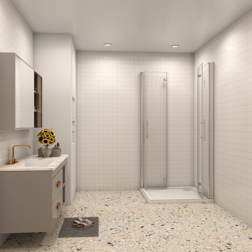 Duschkabine Eckeinstieg 100x100 cm Falttür 6mm NANO Glas Dusche